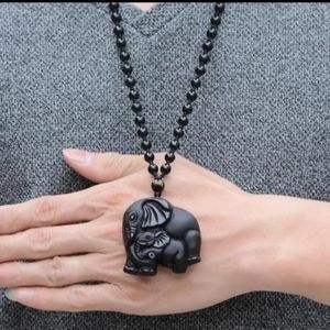 Black Unisex elephant accessory necklace